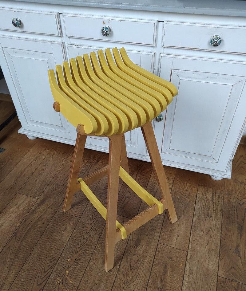 Bar stool design chair yellow Wood Home Art