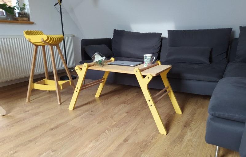 Yellow wood coffee deals table