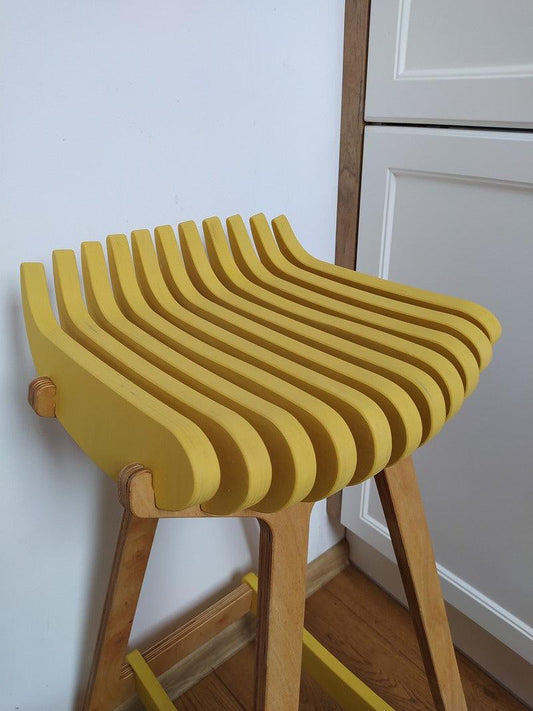 Bar stool, design chair yellow - Wood Home Art